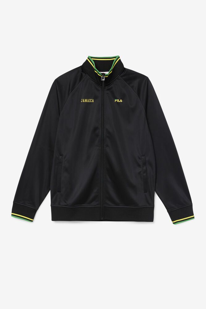 Fila Jacket Mens Black - Jamaica Track - Philippines 5871064-RE